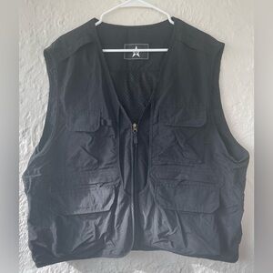 Men's Tank Top Pocket Vest Fishing Outdoor Vest Solid Color Casual Coat Men's; 1